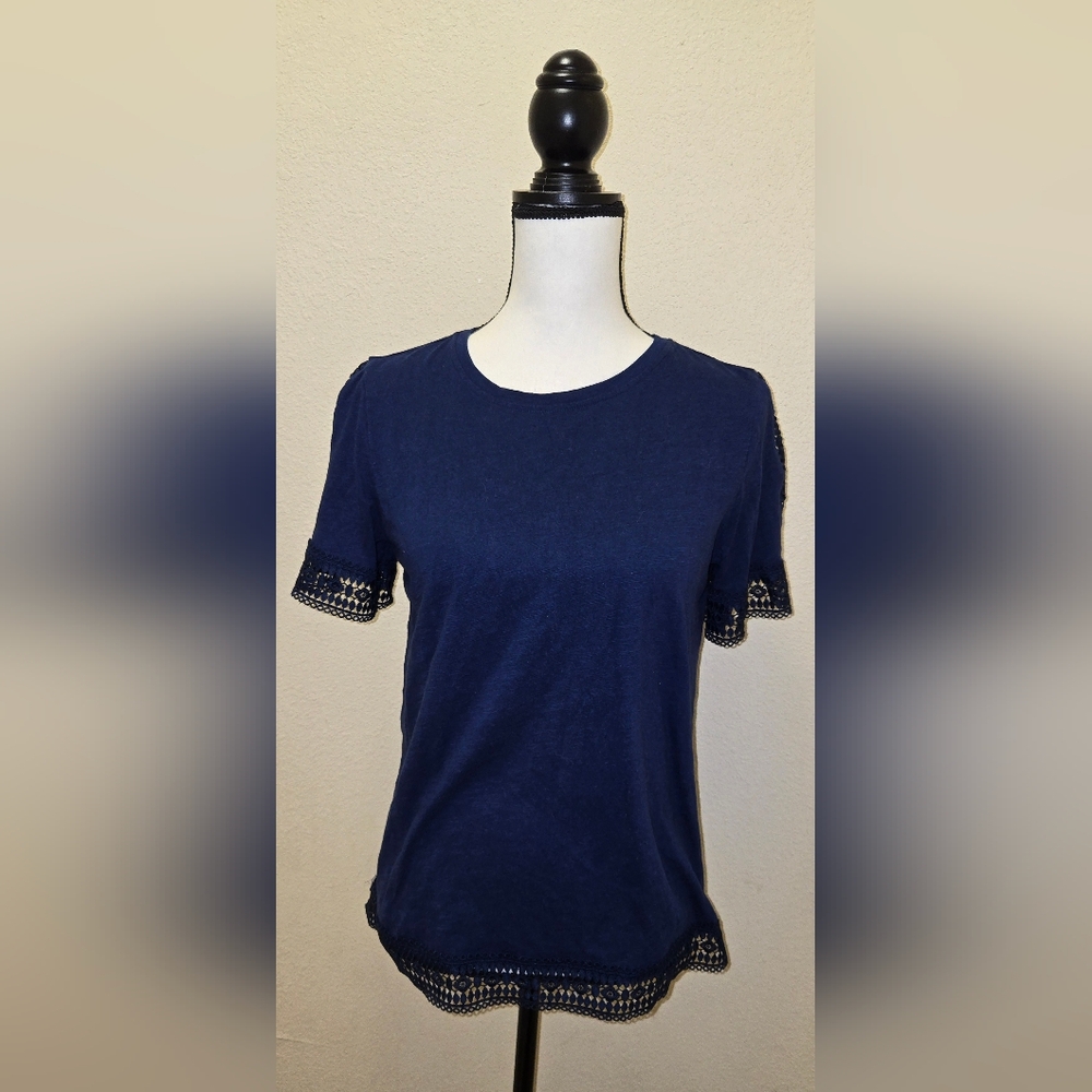 St. John's Bay Navy Lace Trim Tee